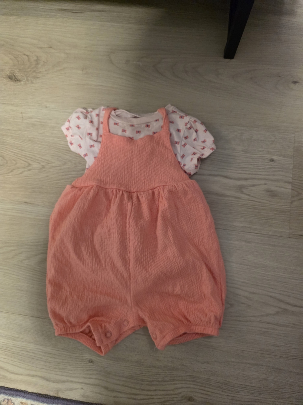 Carter's Coral Pink Bubble Romper with Printed White Tee